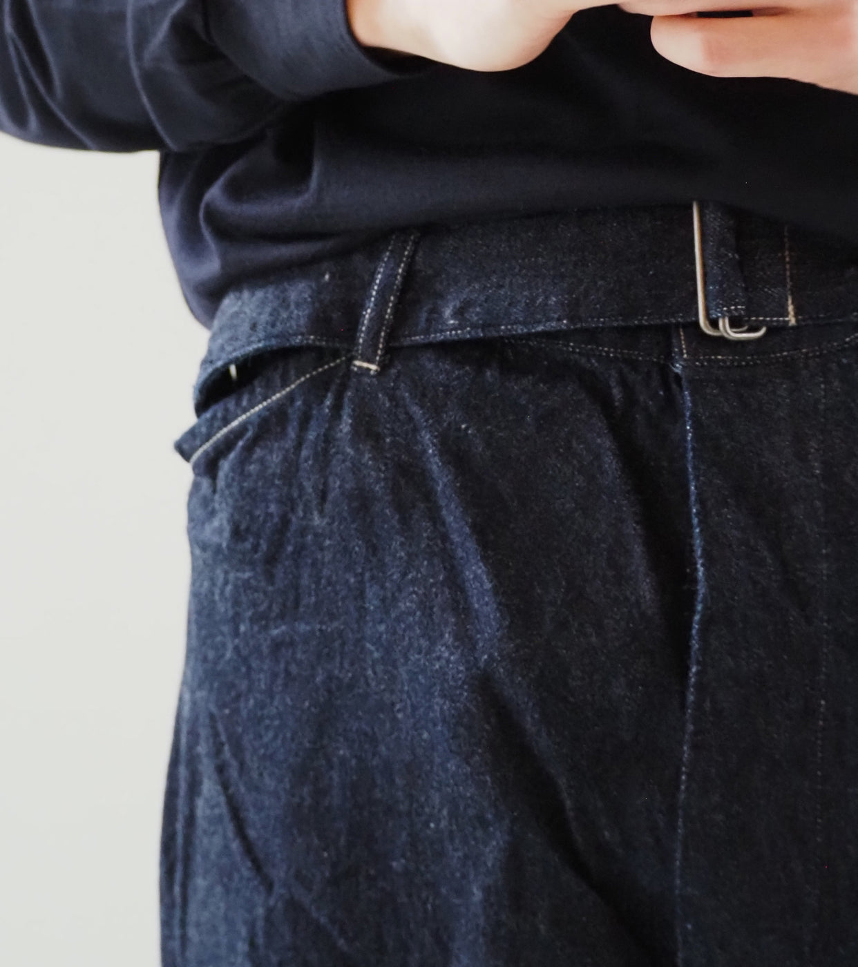 COMOLI デニムベルテッドパンツ, Navy – Navyblue