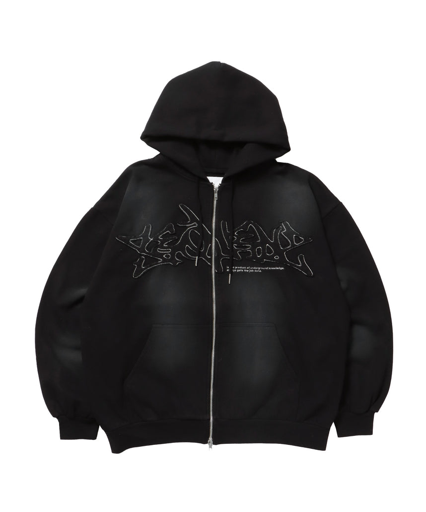 SEQUENZ（シークエンズ）】LOGO APPLIQUE ZIP HOODIE / フルジップ