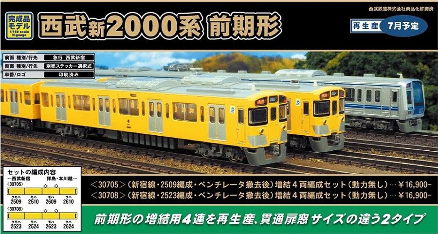 GM 西武新2000系前期形（新宿線・2523編成・ベンチレータ撤去後）増結4