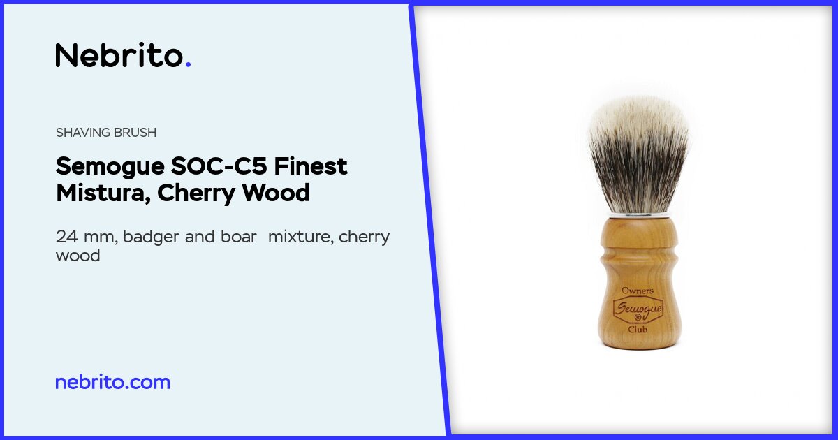 Shaving Brush Semogue SOC-C5 Finest Mistura, Cherry Wood 24 mm