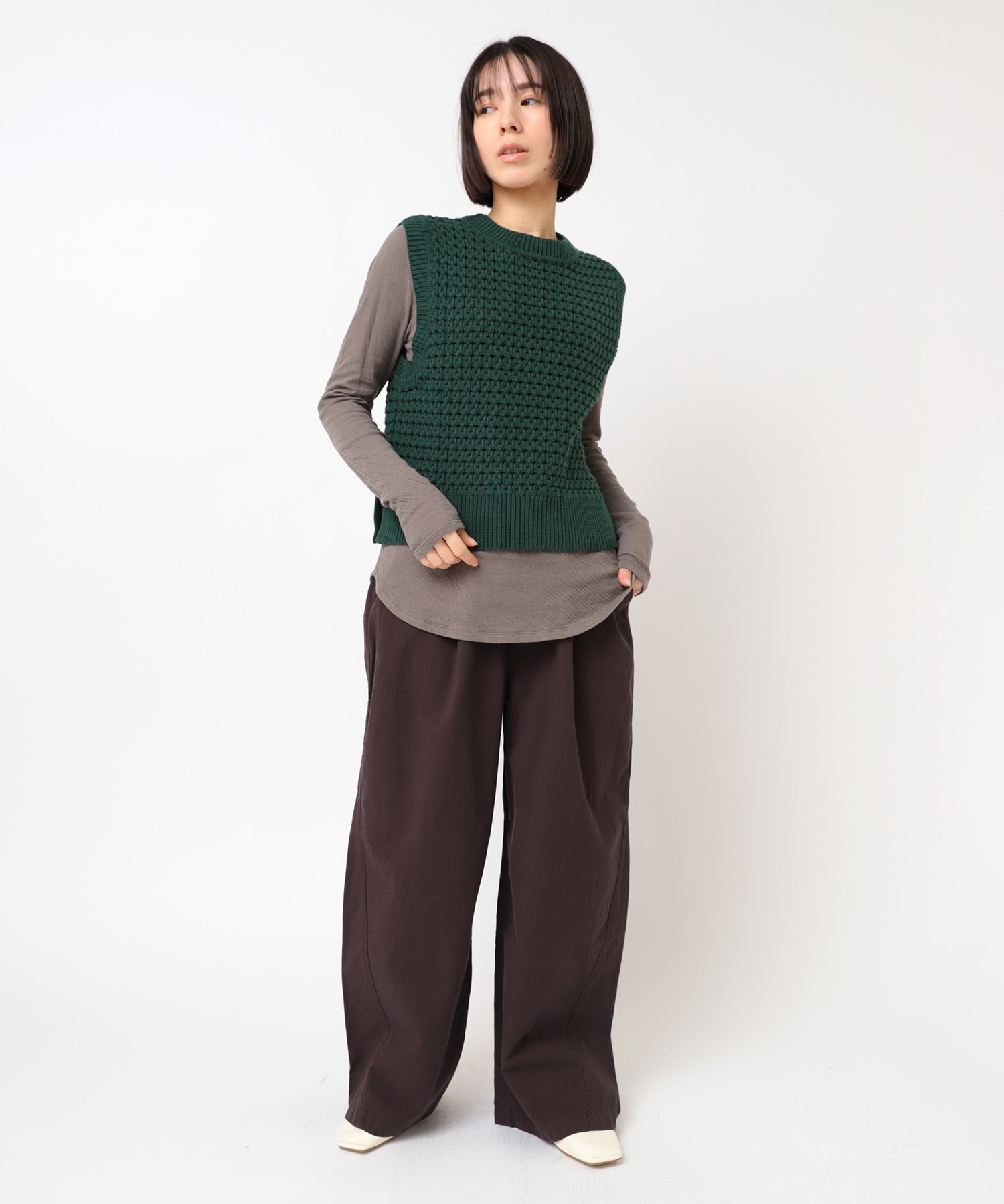 K2666 透かし鎖編みベスト(M グリーン): アウター - RNA ONLINE STORE