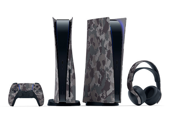 PS5本体カバーに新色グレー カモフラージュ、コントローラやヘッド