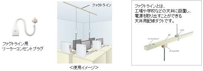 天井から電源の取り出しが可能な「リーラーコンセント／ファクトライン