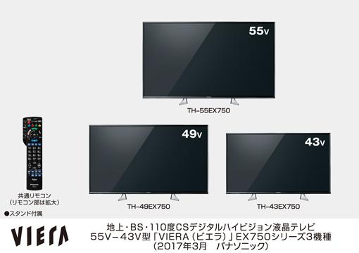 4Kビエラ EX750シリーズ 3機種を発売 | 個人向け商品 | 製品・サービス