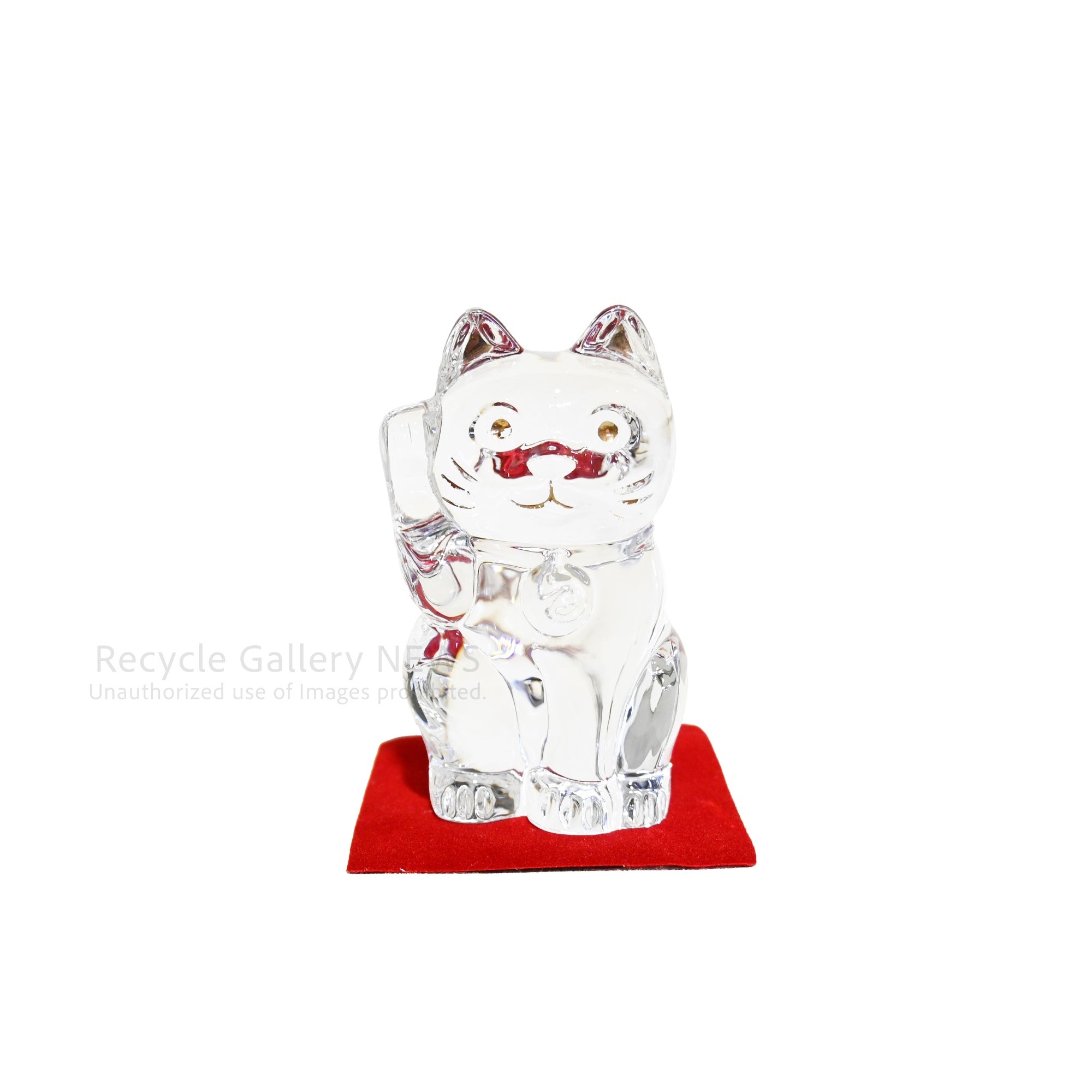Baccarat Maneki-Neko Lucky Cat Fortune Cat Clear Crystal Glass