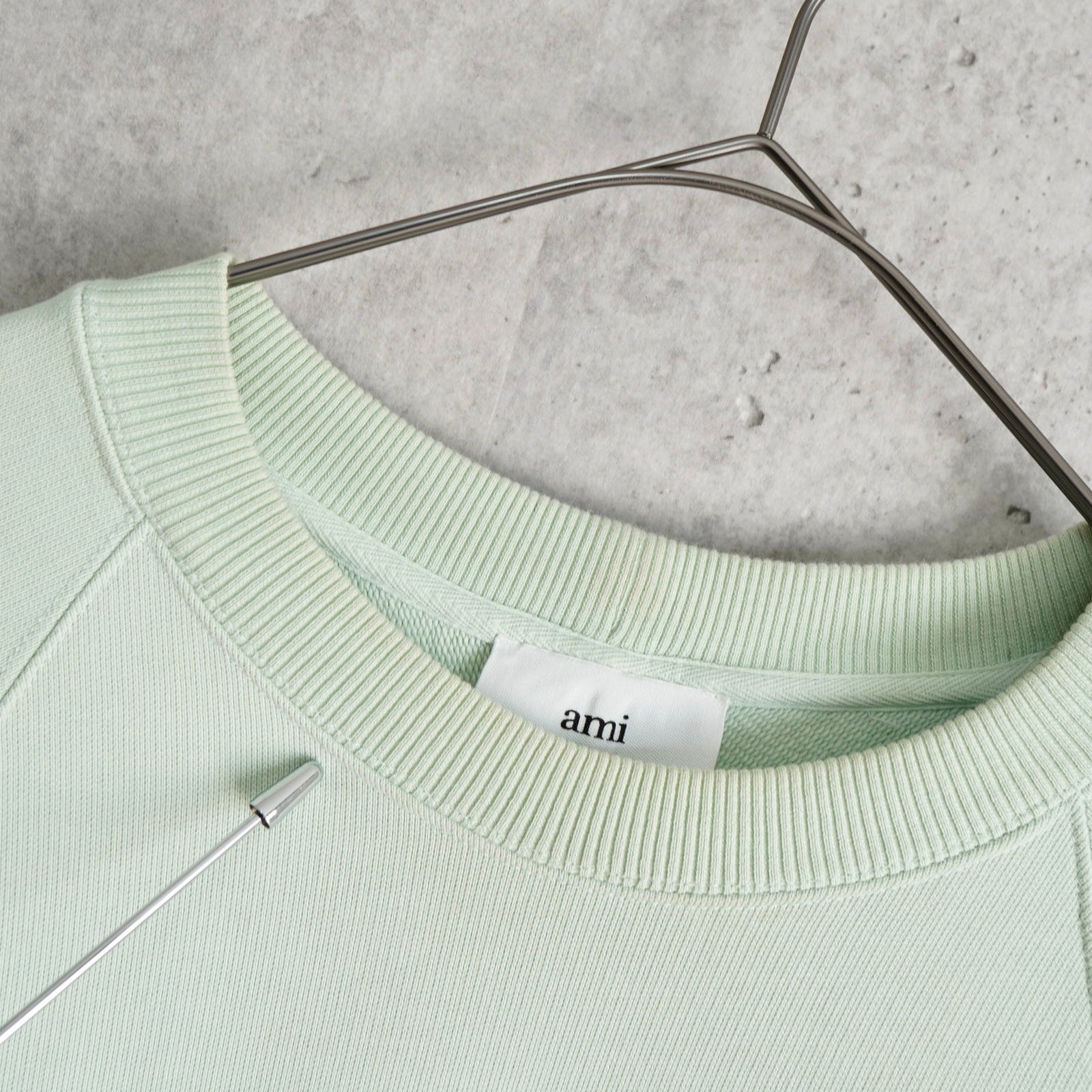 アミパリ アミ パリス ハートロゴ 刺繍 スウェット パステルミント