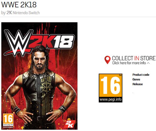ゲーム小売店GamestopがNintendo Switch版『WWE 2K18』の商品ページを