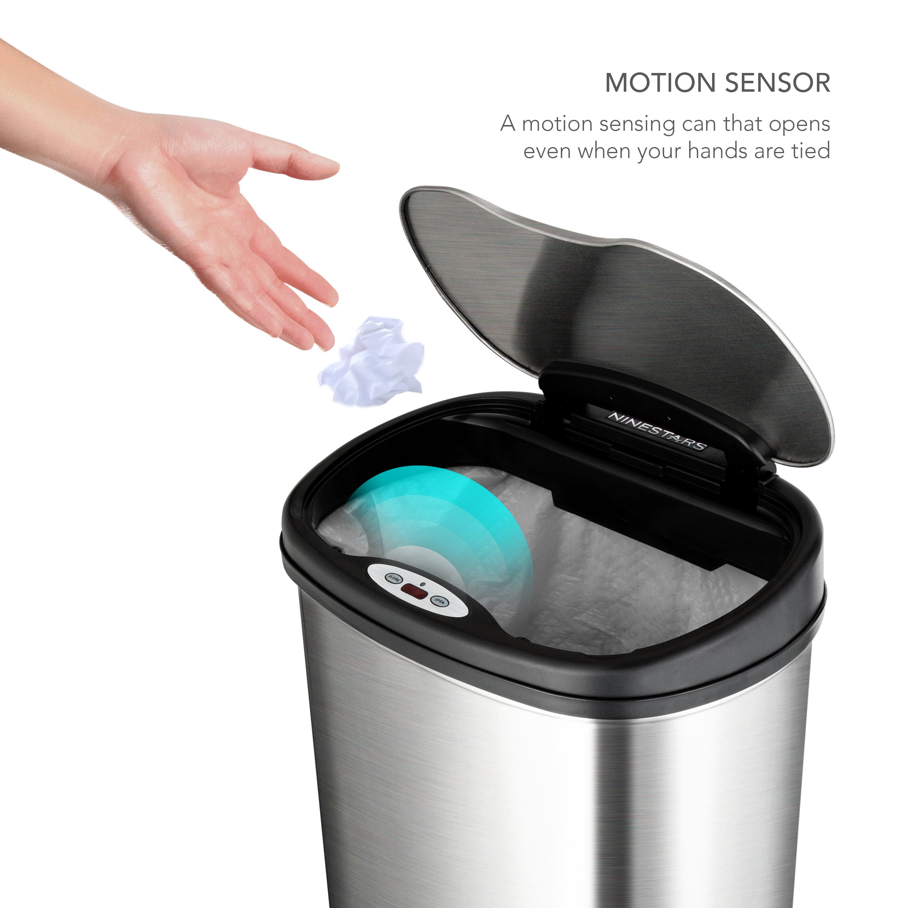Motion Sensor Trash Can, Kitchen Trash Can 13 Gallon – NINESTARS