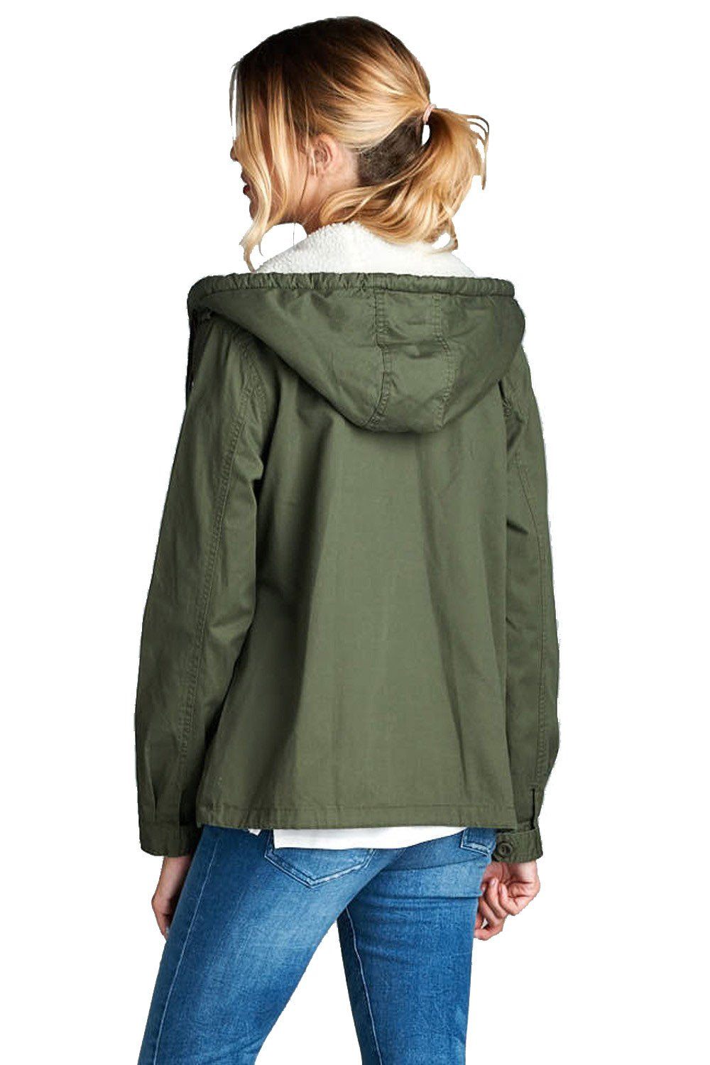 Faux Fur-Lined Anorak Parka Jacket in Olive – Niobe Clothing