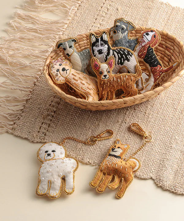 COTTAGE/コテージ ザリ刺繍 キーホルダー トイプードル