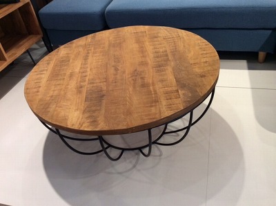 マンゴーウッドを使用したブルックリン系 ラウンドコーヒーテーブル456