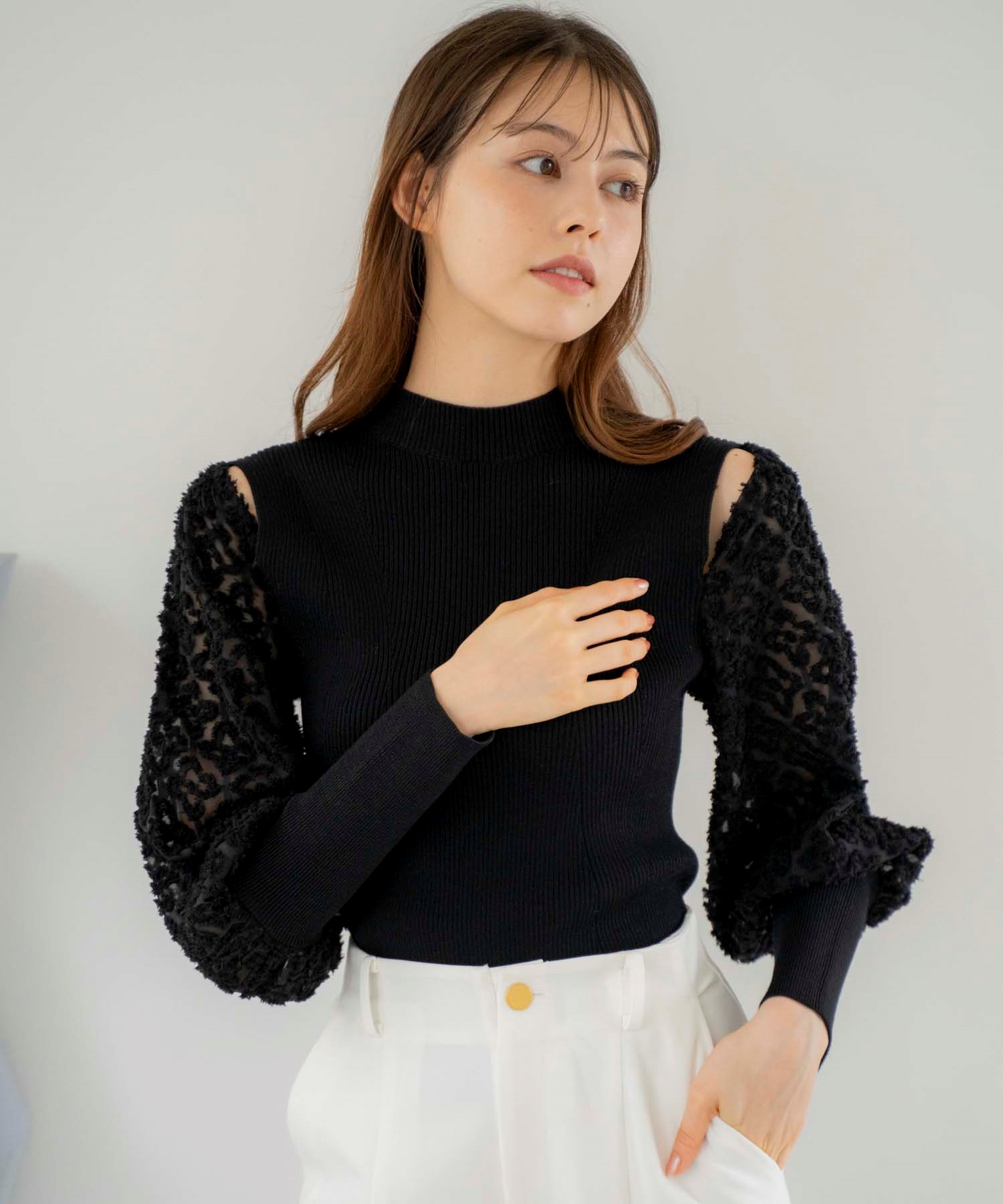 ジャガードスリーブドッキングニット | ニット | NOELA OFFICIAL WEB STORE