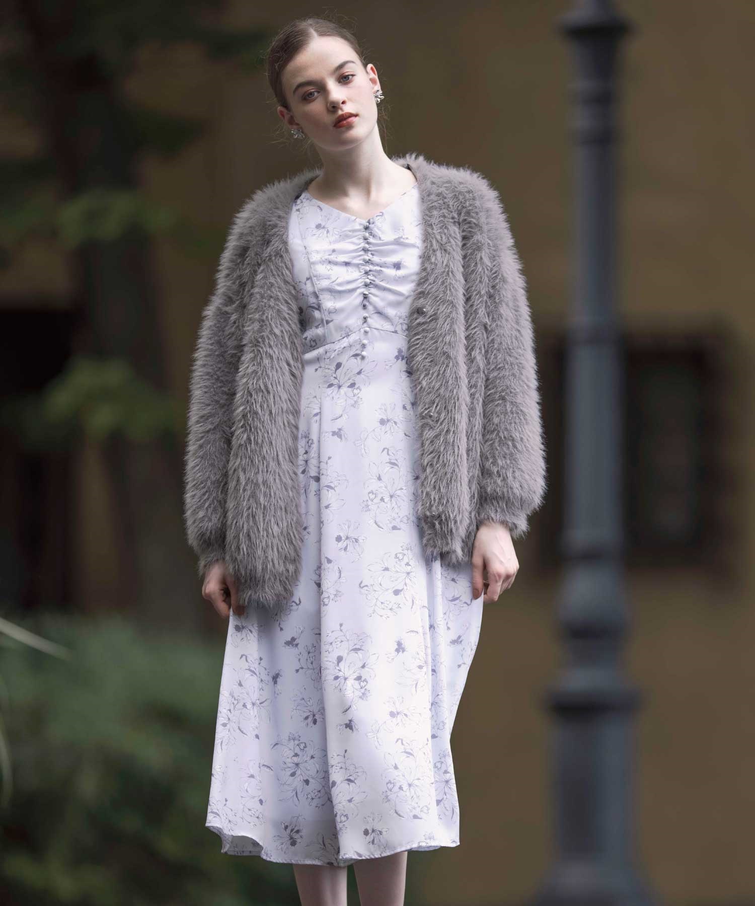 ラインフラワー花柄ワンピース | ロングワンピース | NOELA OFFICIAL