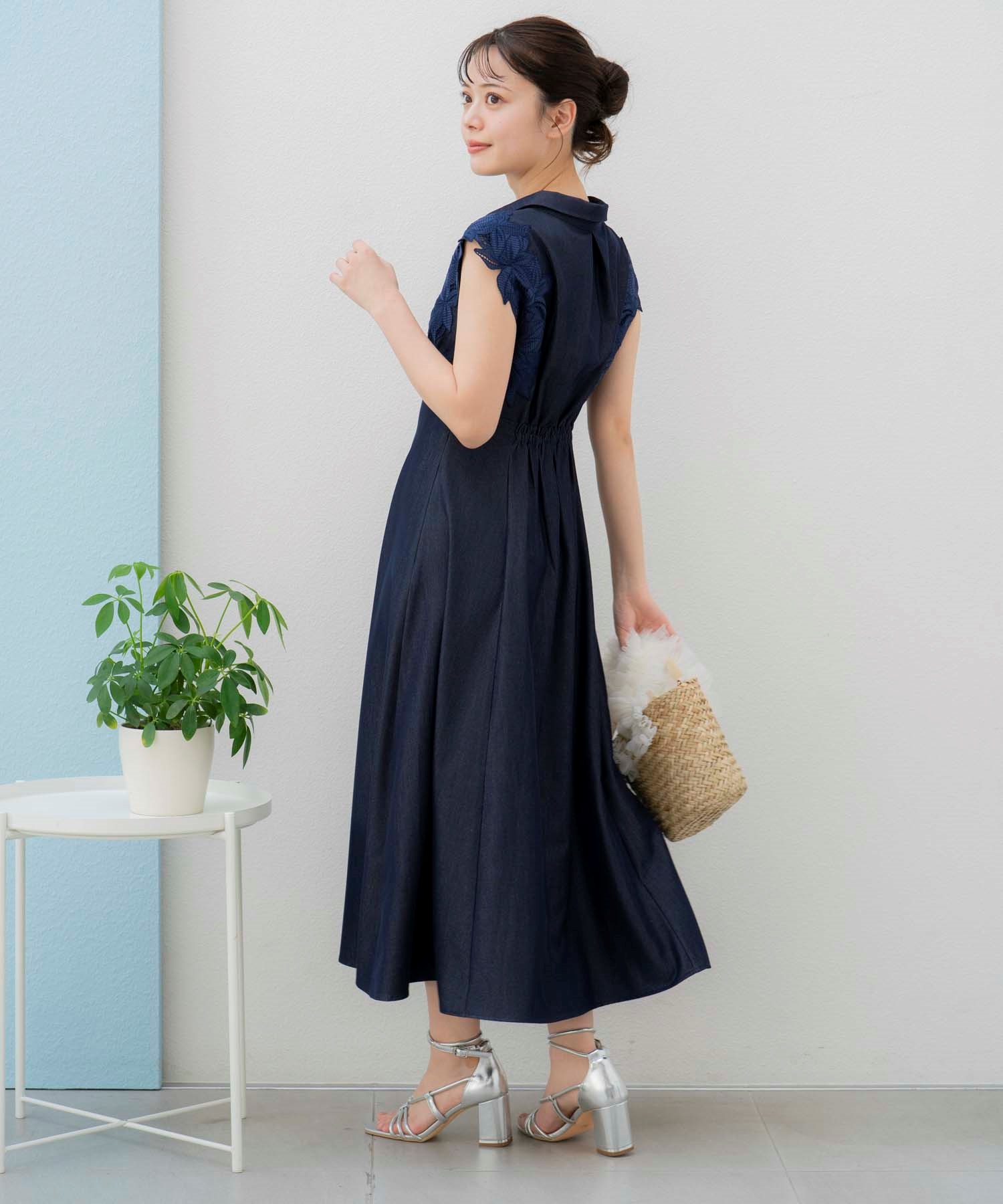 15周年】【SSサイズあり】エンブロイダリーストライプワンピ | ロング