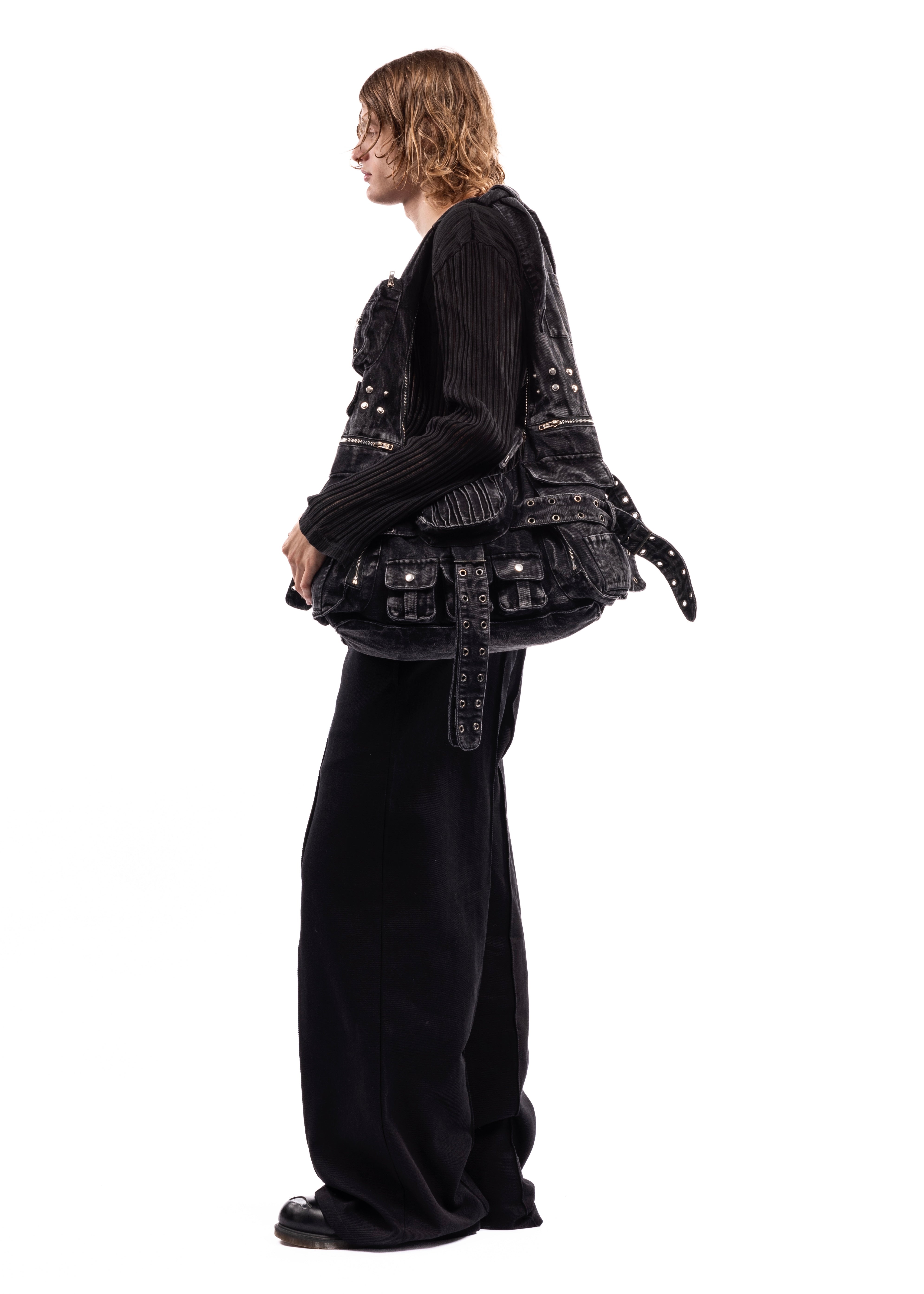 DENIM MULTIPOCKET BAG 001 BLACK – NO/FAITH STUDIOS