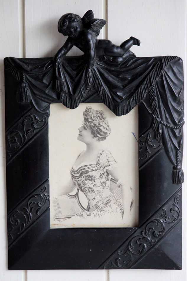 希少 18世紀フランスアンティーク調 漆金彫刻付き木製油彩額縁 P10