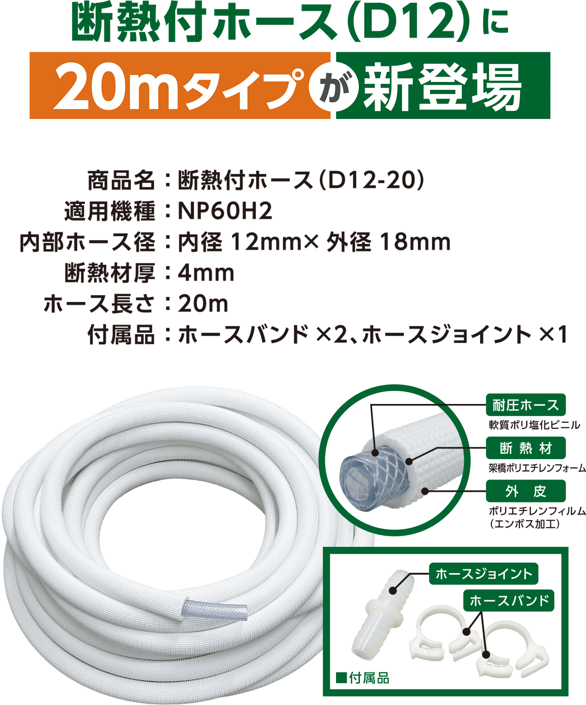 新商品「断熱付ホース（D9-10）」のご案内 | ドレンポンプのN.S.C