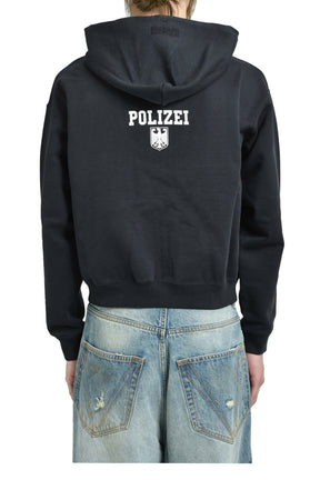 VETEMENTS ヴェトモン FW25 POLIZEI FITTED ZIP-UP HOODIE / BLK