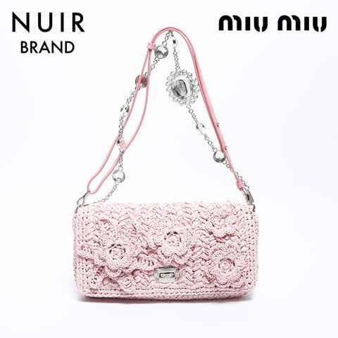ミュウ ミュウ Miu Miu フラワー クリスタル 花柄 ストラップ付き