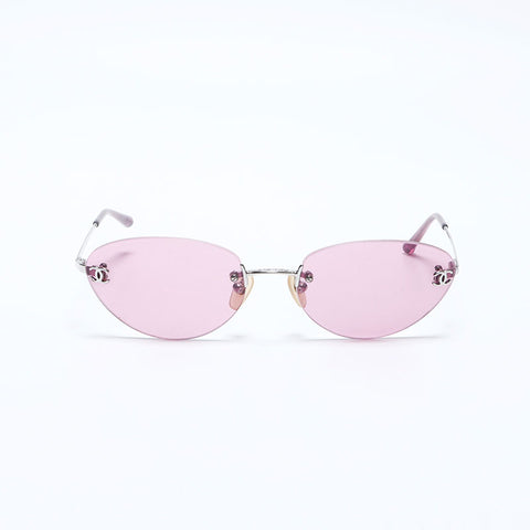 シャネル CHANEL ココマーク カラーレンズ リムレス サングラス ピンク