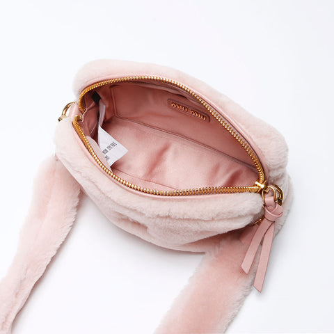 Miu Miu Fluffy Logo Fur Shoulder Bag Pink WS12211 – NUIR VINTAGE
