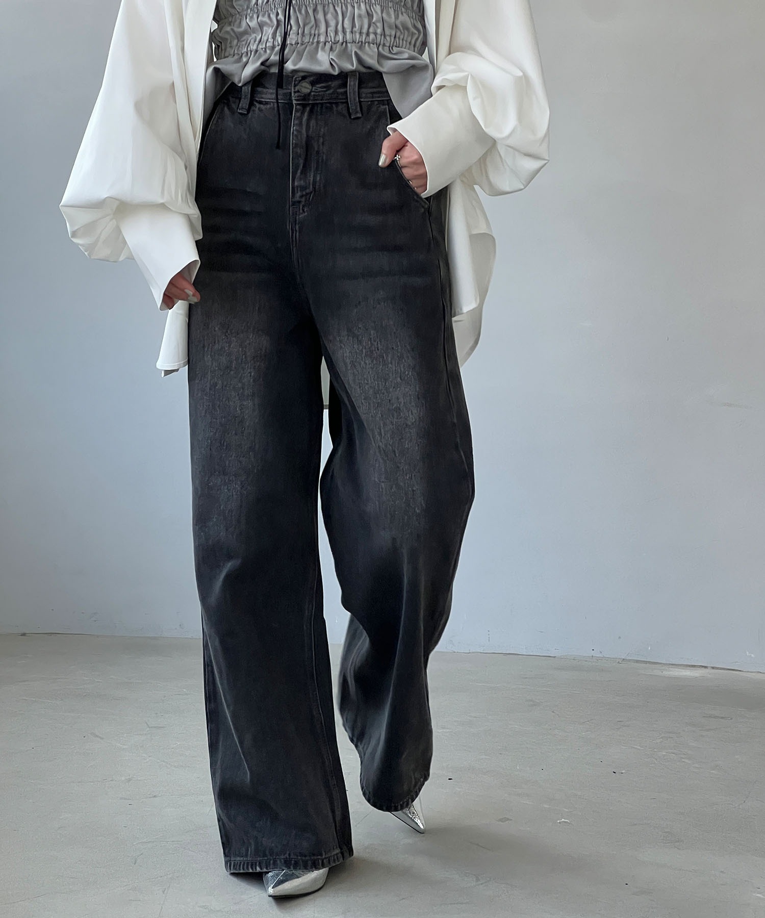 ロークロッチ ブラックワイドデニム chw24s053-ファッション通販サイト