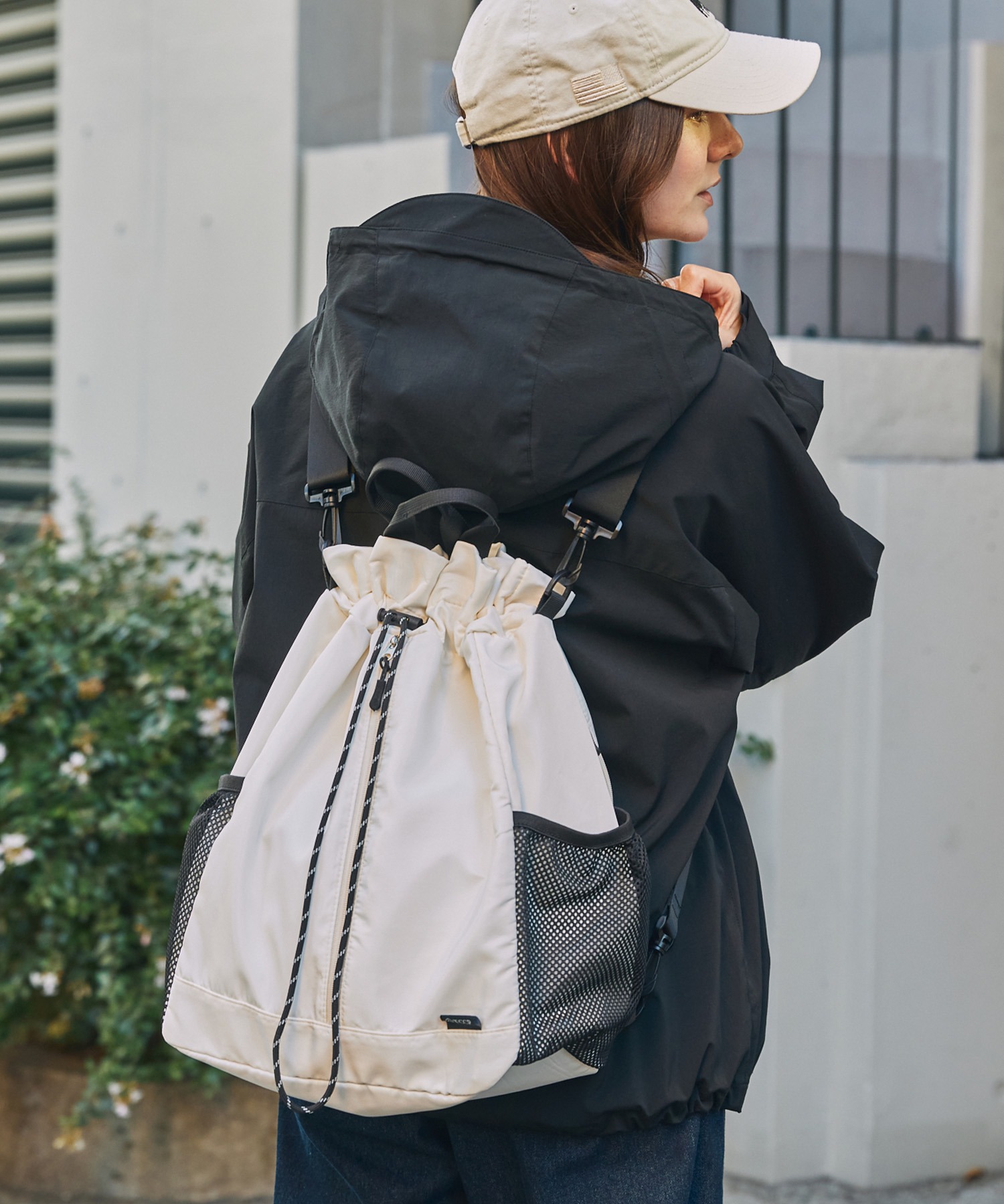 撥水加工〉5WAYドローコード巾着ショルダーバッグ / リュックサック