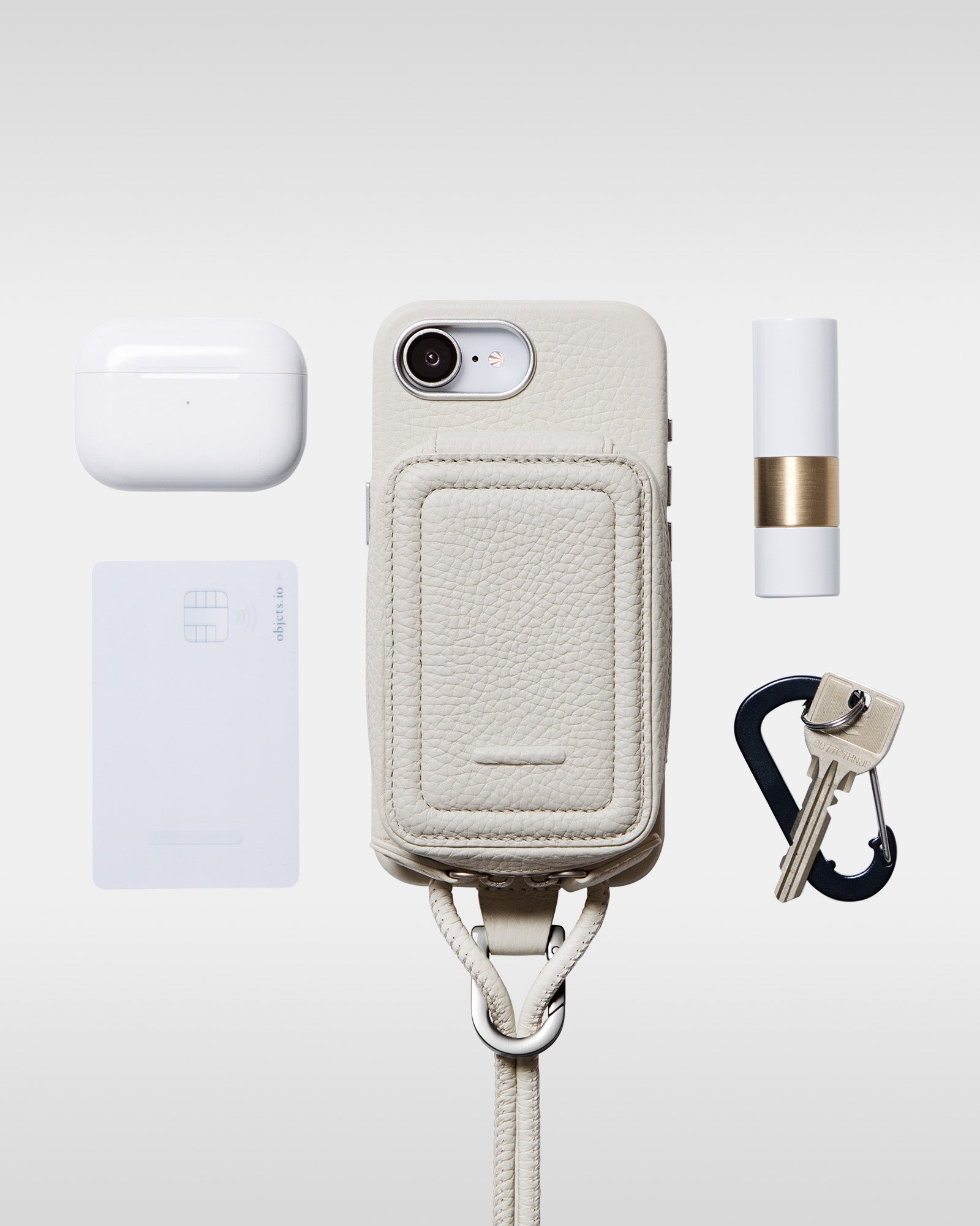 レザー製 iPhoneケース セット / ストラップ付スマホケース / スマホ