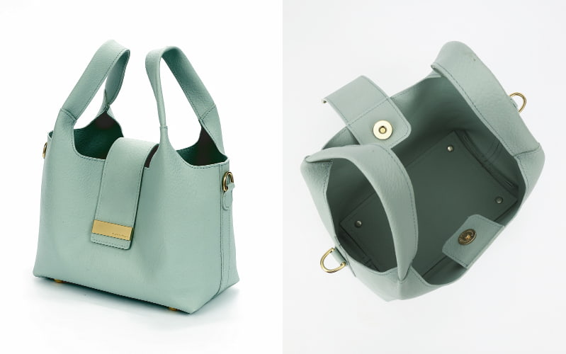 コンパクトなのに大容量、再生素材を使用したボックストートバッグ