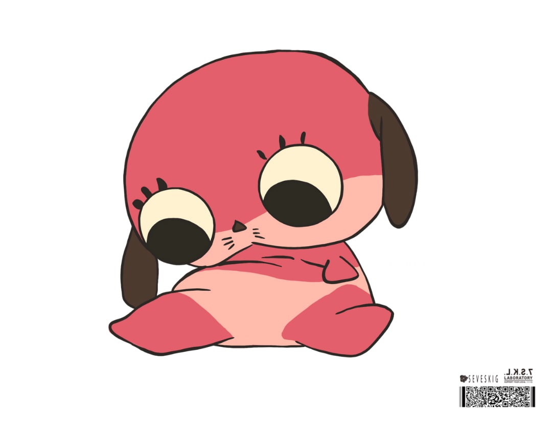 妄想代理人」のキャラクター・マロミのぬいぐるみのイメージ。 [画像