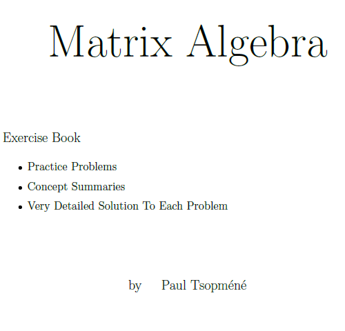 Matrix Algebra Exercise Book - UBC OER Collection