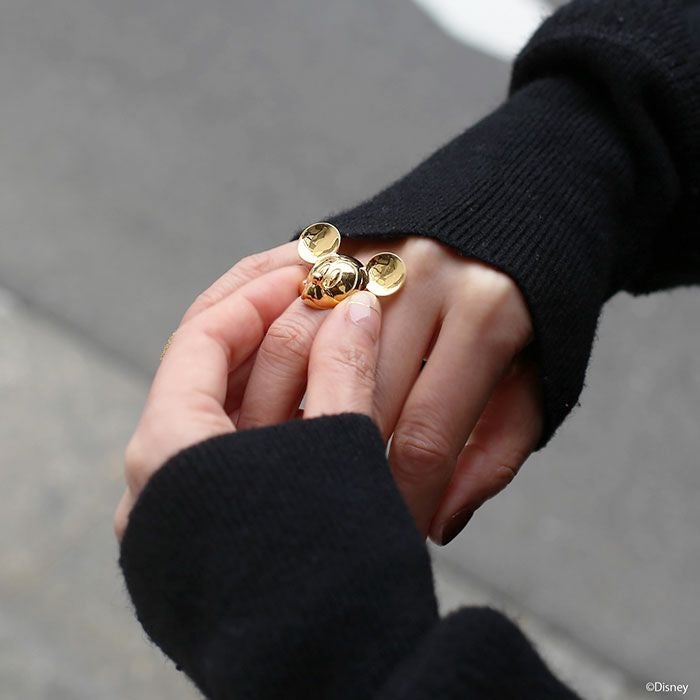 JWDRI004G)ミッキーマウスフェイスリング-ゴールドS/指輪