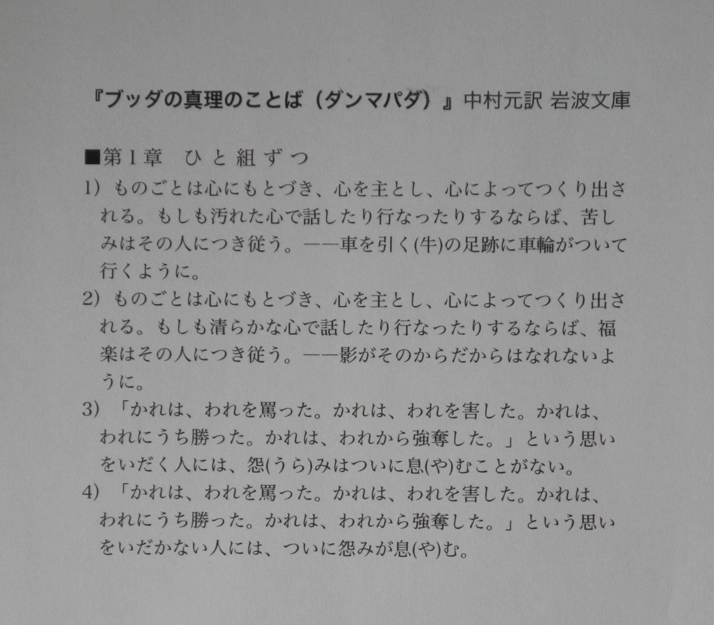 ブッダの真理のことば（ダンマパダ）』中村元訳 岩波文庫 | 岡野岬石の