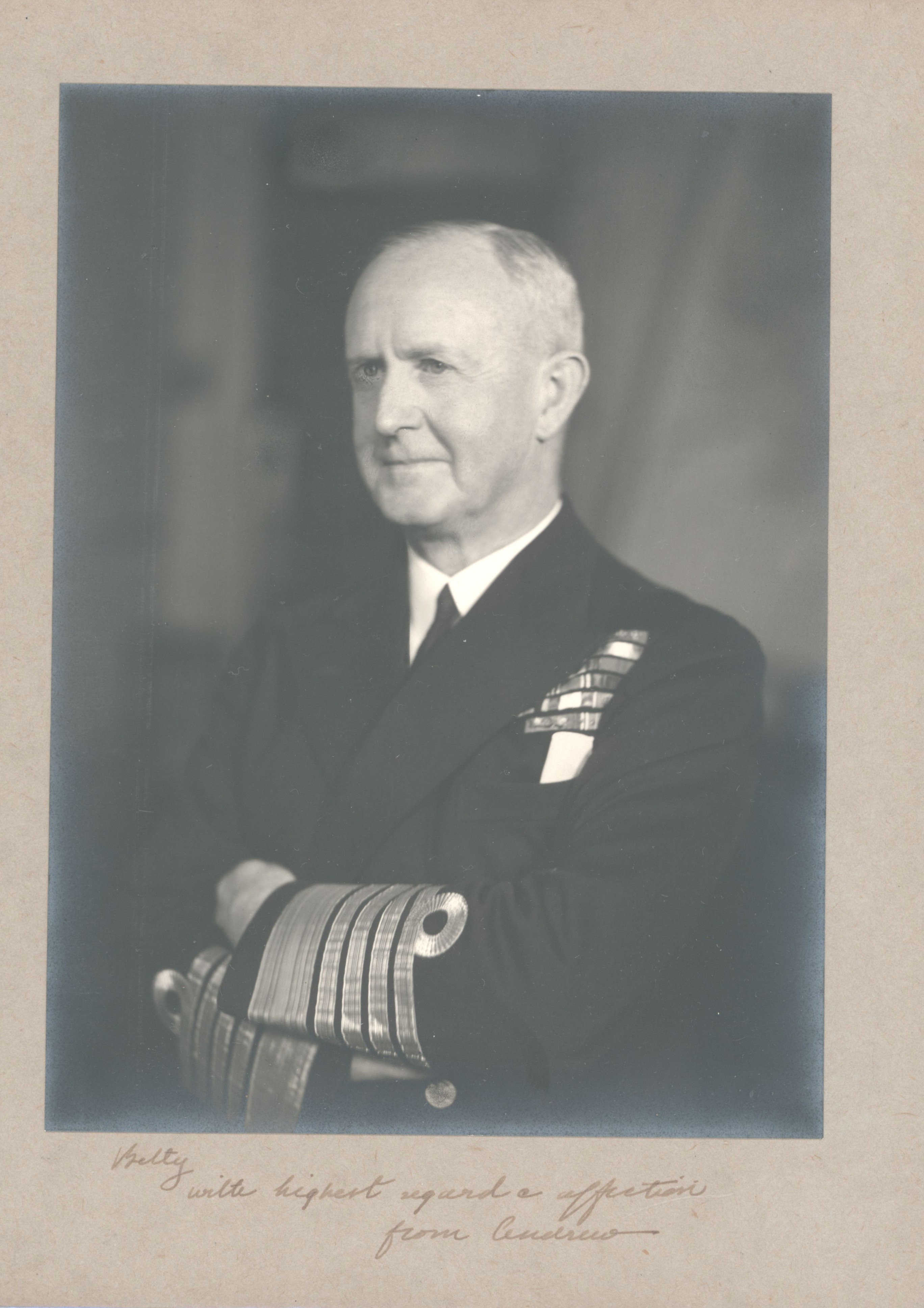Photograph of Admiral Andrew Cunningham of the Royal Navy with