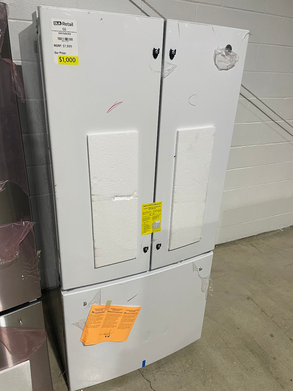 GE GWE19JGLWW 18.6 cu. ft. Counter-Depth French Door Refrigerator