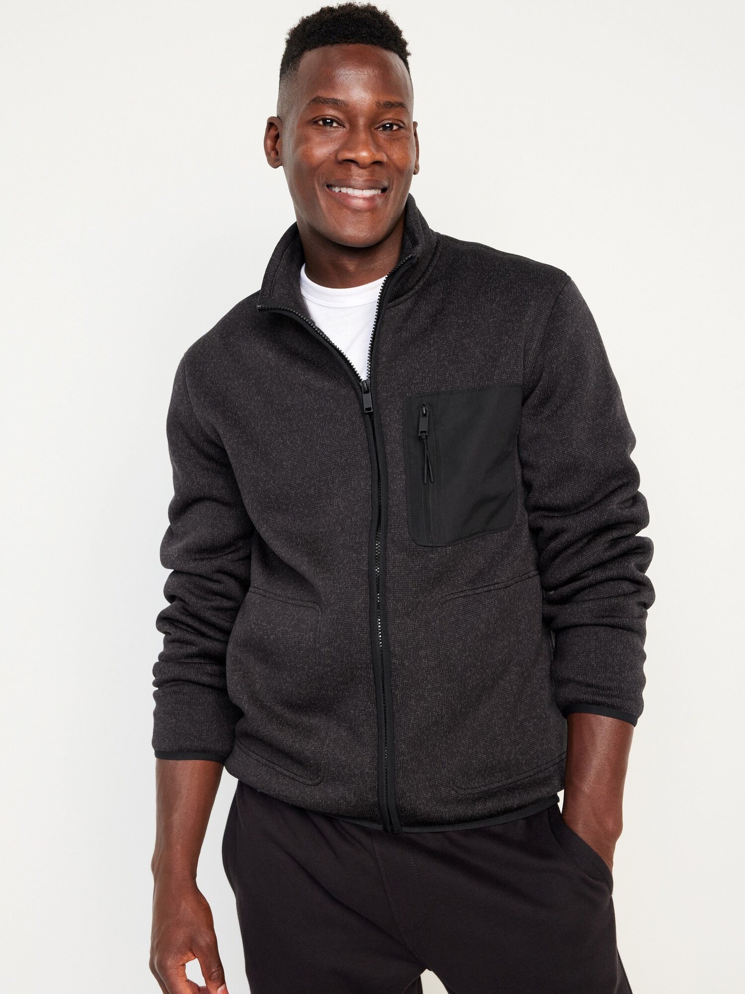 Fleece-Knit Sherpa-Lined Zip Jacket | Old Navy