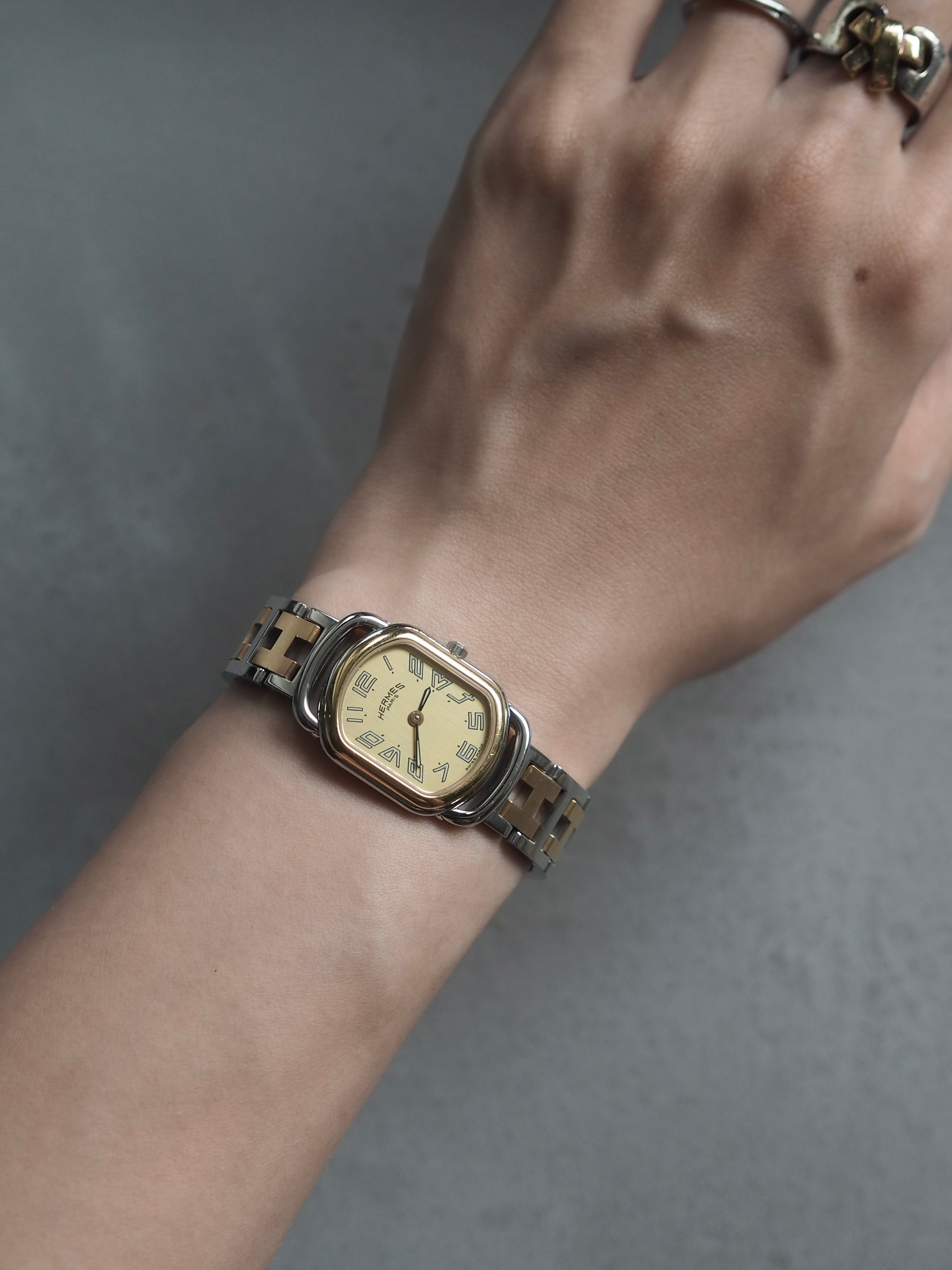 HERMES エルメス ラリー ウォッチ 腕時計 コンビ レディース ヴィンテージ