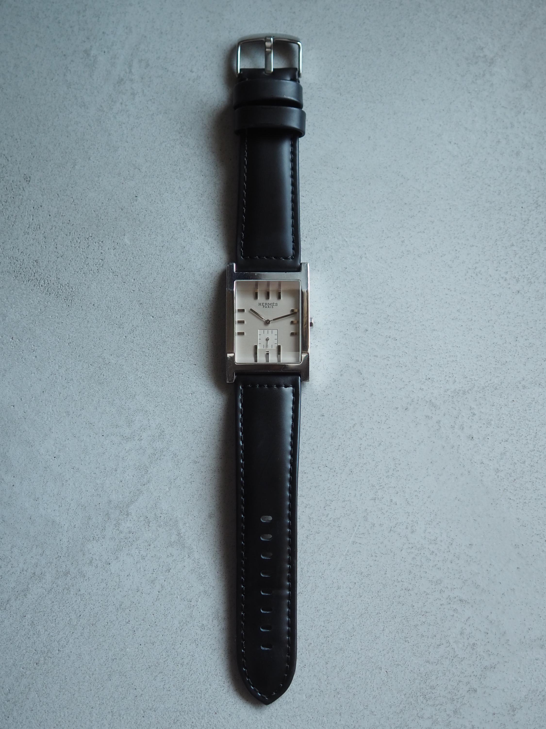 HERMES エルメス タンデム ウォッチ 腕時計 メンズ シルバー ブラック