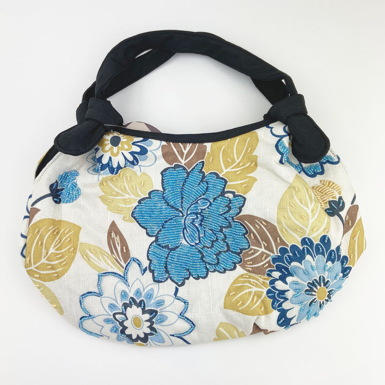 ☆オリジナルベトナムバッグ quay ビーズ花刺繍 ブルー×イエロー