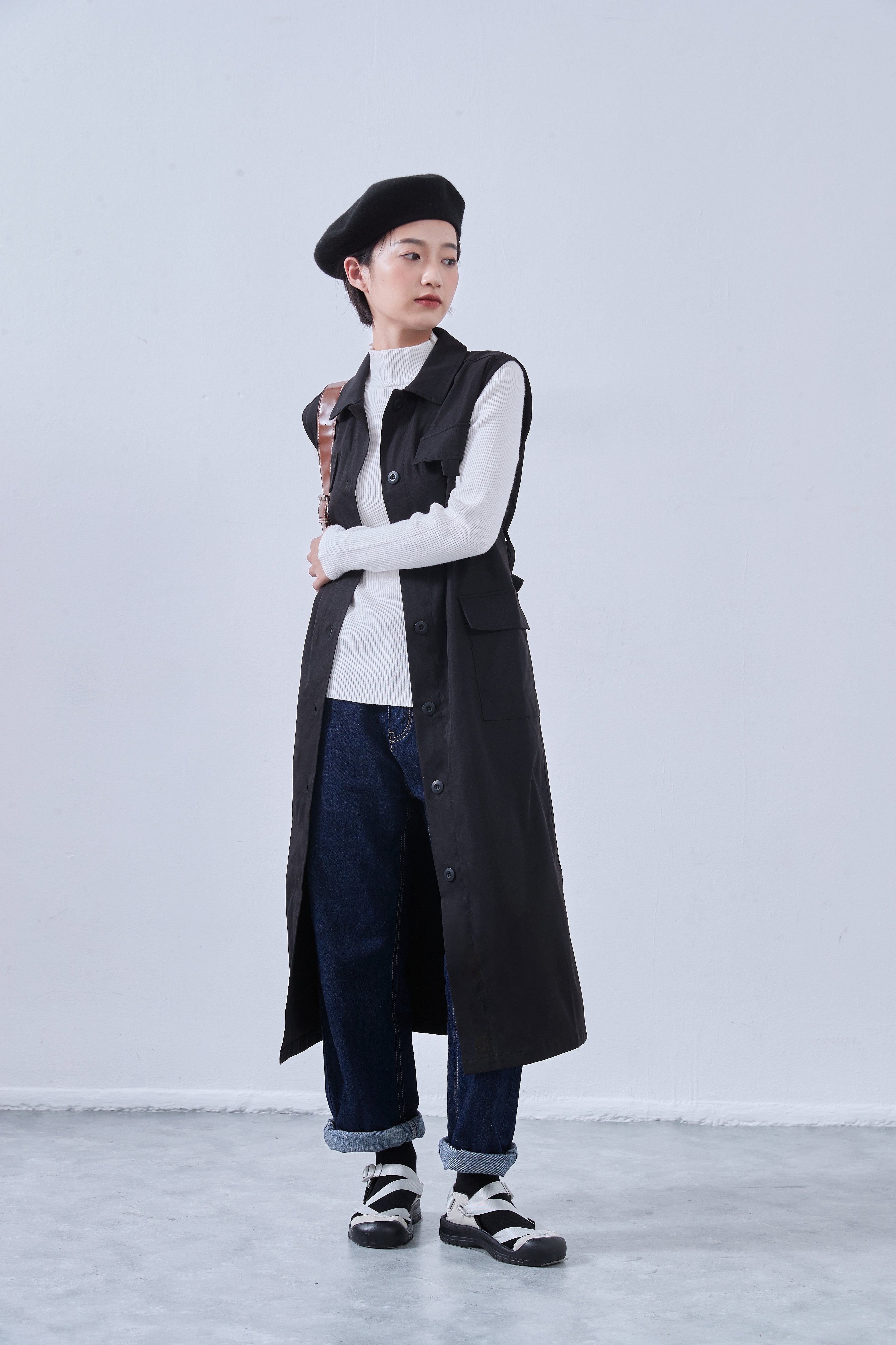 KNNJ362・ミリタリーロングベスト・ミリタリー風ワンピース