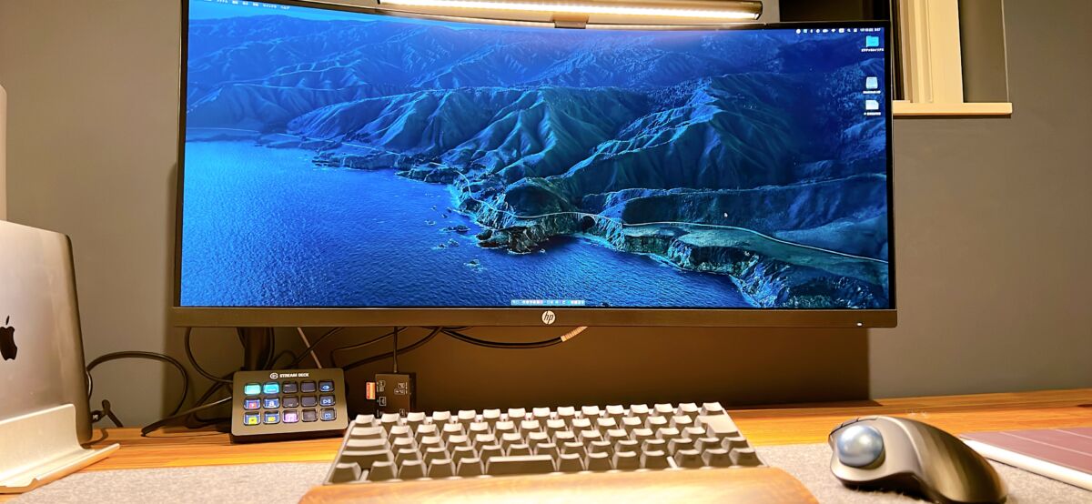 HP M34d レビュー】34インチウルトラワイドで、MacBookの作業領域を