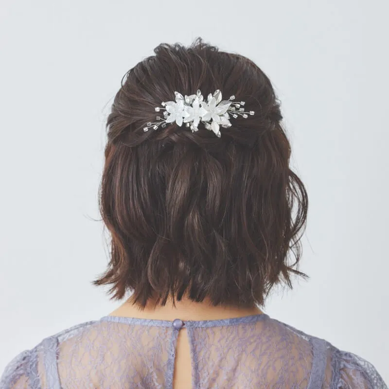 シルバーのフラワーヘアクリップ Select Shopのレンタル｜81-0137
