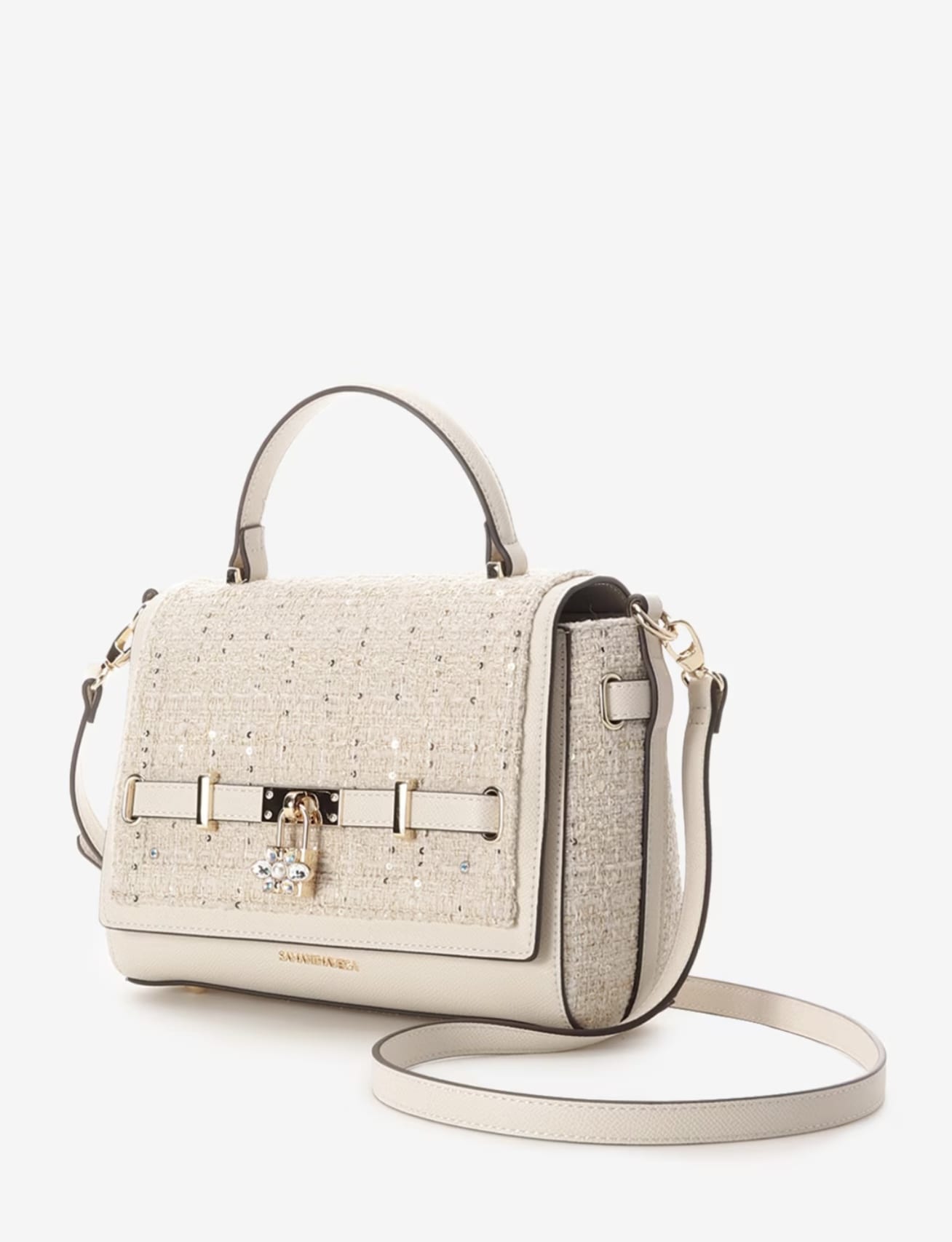 ツイードベルトビジューショルダーバッグ【オフホワイト】(オフ