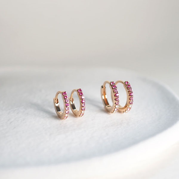 K18PGピンクサファイア/ダイヤモンドピアス | ポンテヴェキオ公式