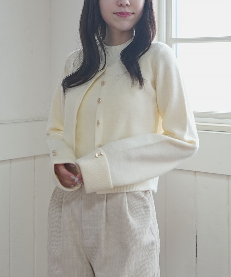 金ボタンラメニットアンサンブル(M WINE): トップス｜PMbox P&M