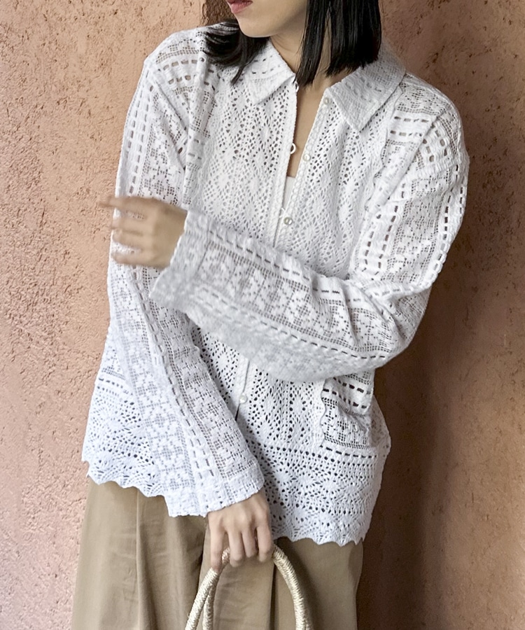 Sara mallika】COTTON BORDER LACE TOP