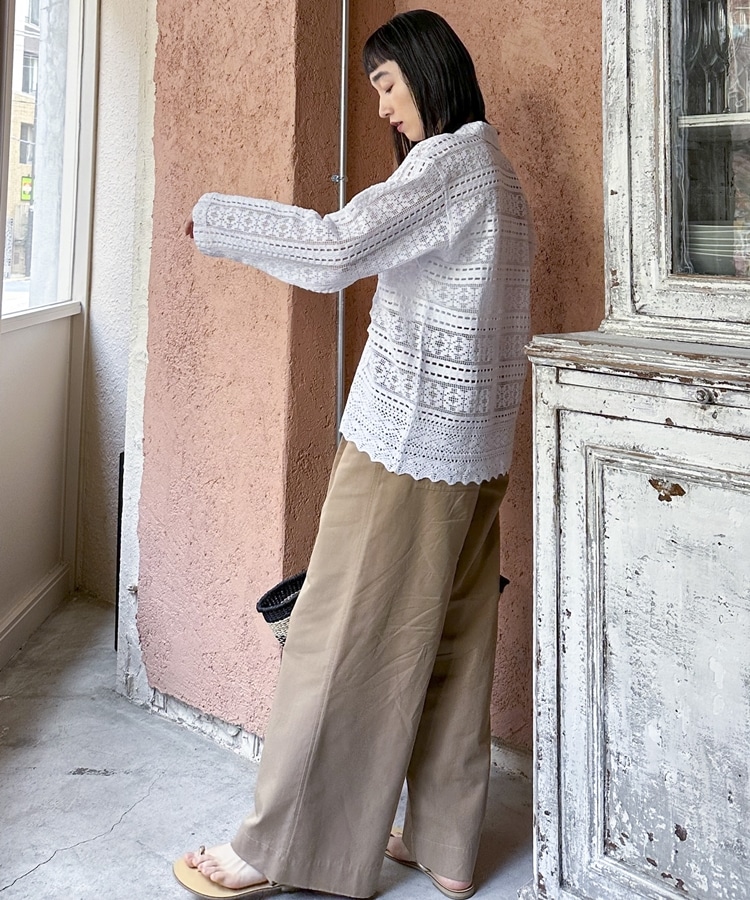 Sara mallika】COTTON BORDER LACE TOP