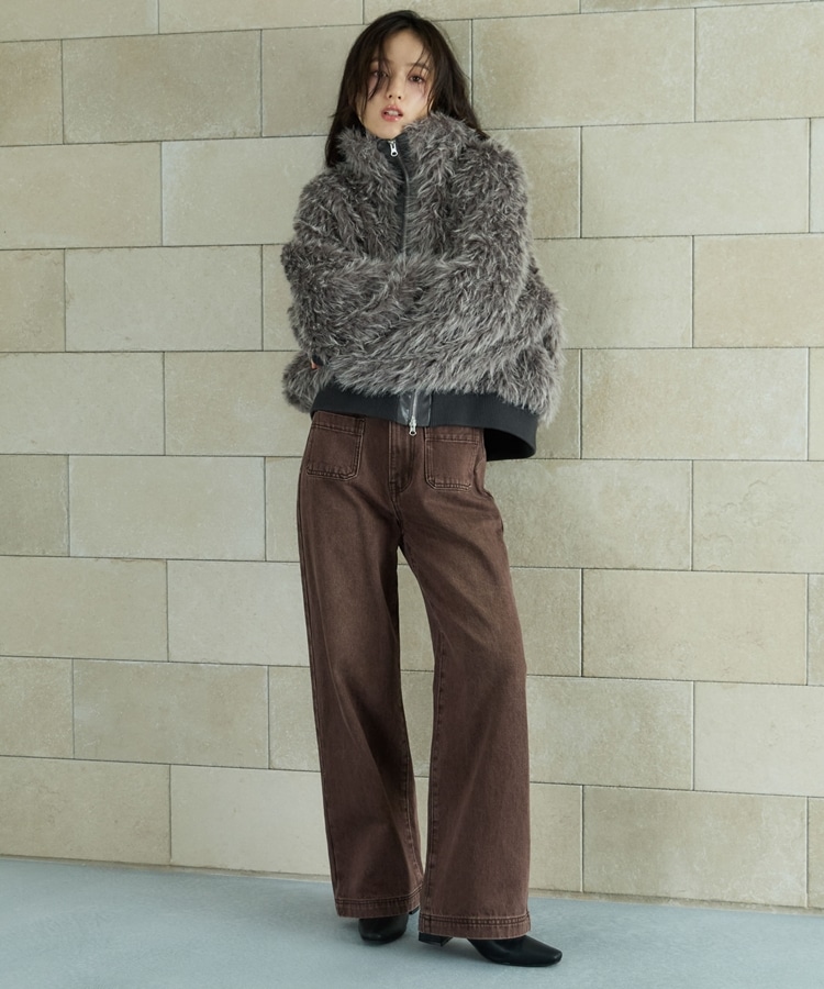 ZIPミックスファーブルゾン(M GRAY): アウター｜PMbox P&M OFFICIAL