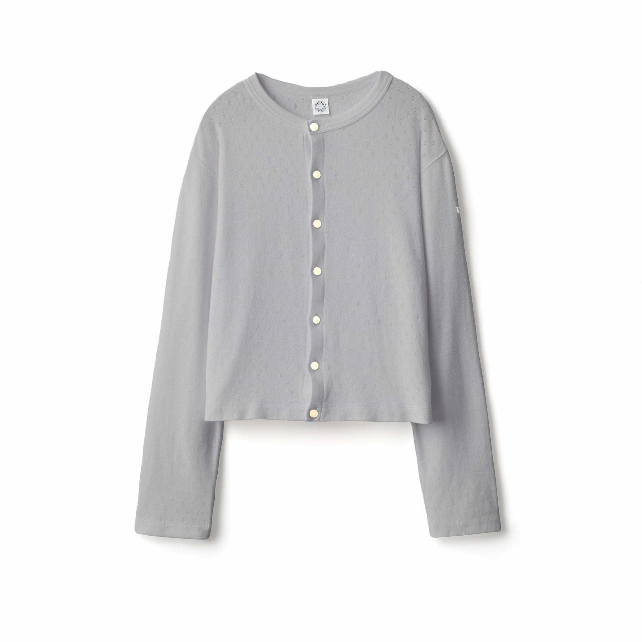 Women's Pattern Mesh Cotton Crew Neck Cardigan｜ORCIVAL