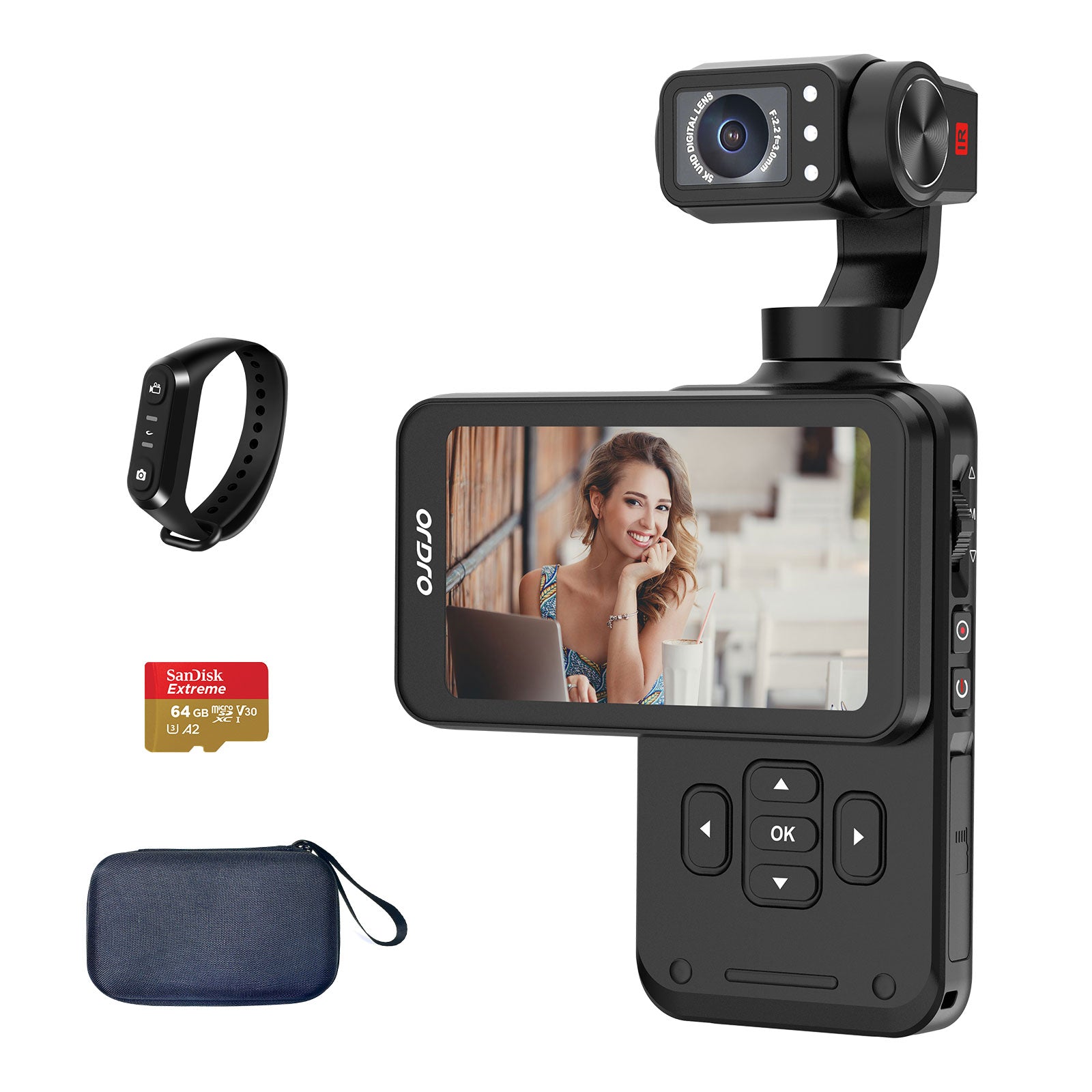 ORDRO M5 Pocket Gimbal Camera – 5K Stabilized Vlog Camera with